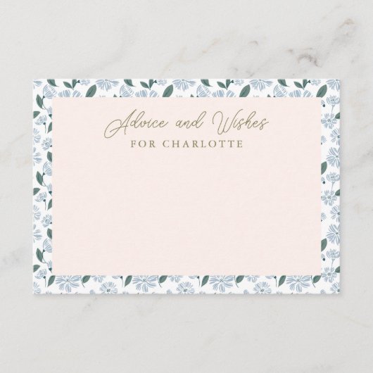  sageとdusty blueの花のベイビーシャワーアドバイスカード エンクロージャーカード (正面)
