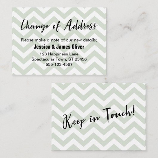 SageとWhite Chevronの「Change of Address」カード 名刺 (正面/裏面)