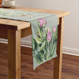 SageのTable Runner 14" x 72"チューリップつる植物 ショートテーブルランナー