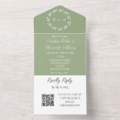 Sageエレガント GreenスクリプモダントRSVP QRコード オールインワン招待状 (内側)