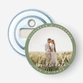 Sageエレガント Green写真の結婚式の日付を保存 栓抜き (正面)