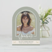 Sageガーリー金ゴールド写真の卒業発表 招待状 (スタンド正面)