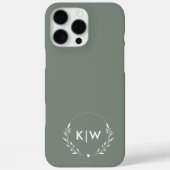 sageグリーンとホワイト | モダンイニシャルモノグラム Case-Mate iPhoneケース (裏面)