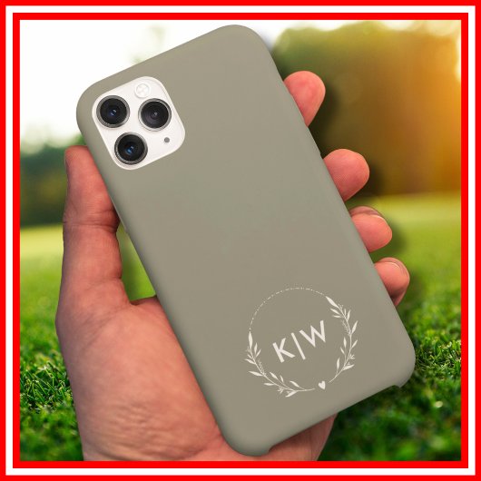 sageグリーンとホワイト | モダンイニシャルモノグラム Case-Mate iPhoneケース