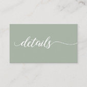 Sageグリーンスクリプト詳細結婚のWebサイトQRコード エンクロージャーカード (正面)