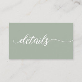 Sageグリーンスクリプト詳細結婚のWebサイトQRコード エンクロージャーカード