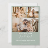 Sageグリーンスクリプト6写真結婚式の日付を保存 セーブザデート (裏面)