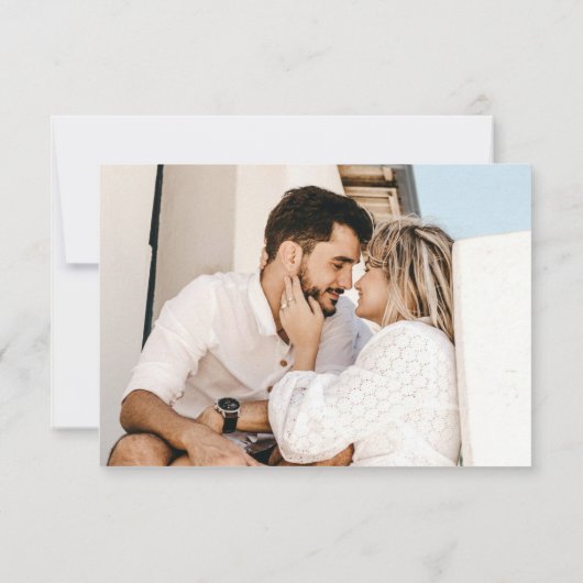 SageグリーンフォトQRコードウェディングRSVPエンクロージャ カード (裏面)