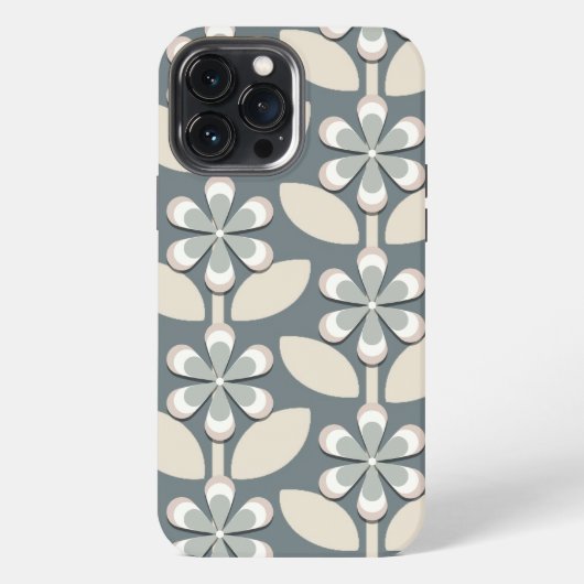 sageグリーン レトロフラワー iPhoneケース (裏面)