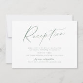 Sageスクリプトモダンミニマリスト結婚式のレセプション ノートカード (正面)