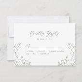 SageスケッチヴィンテージフローリッシュウェディングRSVP 出欠カード (正面)