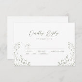 SageスケッチヴィンテージフローリッシュウェディングRSVP 出欠カード (正面/裏面)