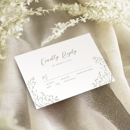 SageスケッチヴィンテージフローリッシュウェディングRSVP 出欠カード