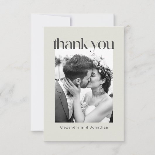 SageフローラカスタムBohoメッセージフォト結婚ズ サンキューカード (正面)