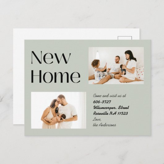 Sageミニマエレガントリスト2枚フォトニューホームムービング 案内ポストカード (正面/裏面)