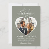 Sageモダンハートフォトスエレガントクリプ結婚ト 招待状 (正面)