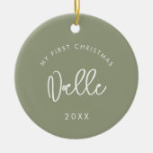 Sageモダンベビーの初めてのクリスマス写真 セラミックオーナメント (正面)