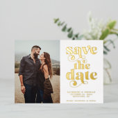 Sageモダン Gold Foil Photo Save the Date 箔招待状 (立ち正面)