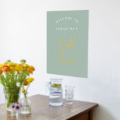 Sageモダン Greenスクリプトウェルカムブライダルシャワー 箔ポスター (レイダウン (キッチン))