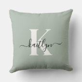 Sageモダン Greenスクリプトモノグラム クッション (裏面)