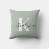 Sageモダン Greenスクリプトモノグラム クッション (裏面)