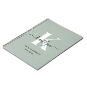 Sageモダン Greenスクリプトモノグラム ノートブック (左側)