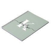 Sageモダン Greenスクリプトモノグラム ノートブック (左側)