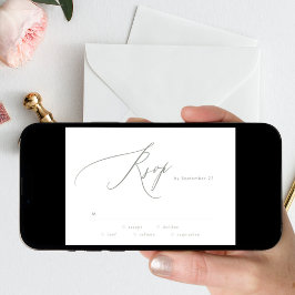 Sageモダン GreenホワイトデジタルウェディングRSVP 招待状