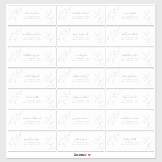 Sageモダン Green Scriptボタニカルゲストアドレス シール (シート)