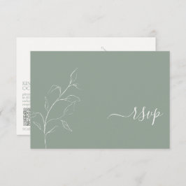 Sageモダン Green Script Botanical QRコードRSVP 出欠カード