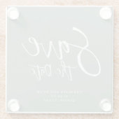 Sageモダン Green Wedding日付を保存 ガラスコースター (裏面)