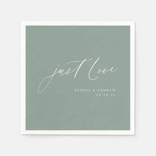 Sageモダン just love script minimalist結婚's スタンダードカクテルナプキン (正面)