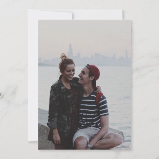 Sage素朴 Green写真の水彩花模様 セーブザデート (裏面)