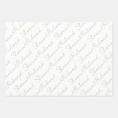 Sage緑の書道名結婚の名前 ラッピングペーパーシート (正面2)