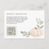 Sage葉 Pumpkin QRコードRSVP 結婚's エンクロージャーカード (正面)