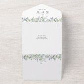 Sage薄紫フローラ金ゴールド幾何学的QRコード結婚s オールインワン招待状 (外側)