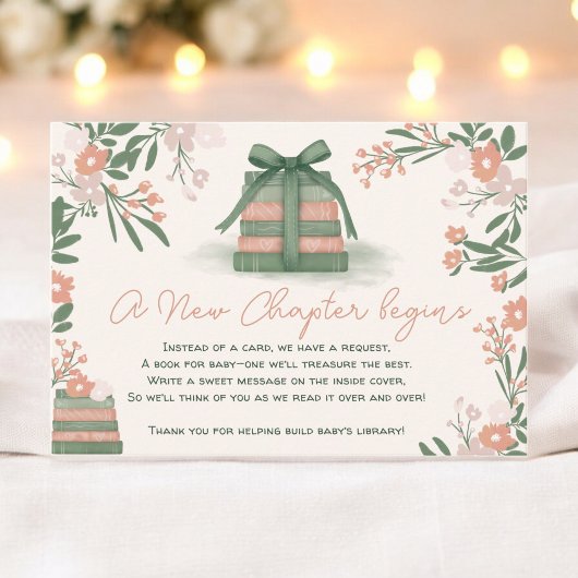 Sage お洒落 Green New Chapter Books赤ちゃんシャワー エンクロージャーカード