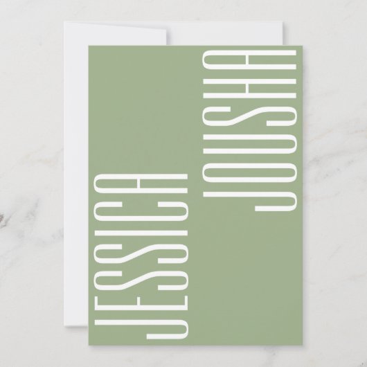 Sage はっきりした NamesタイポグラフィUltraモダン結婚の 招待状 (正面)