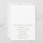 Sage はっきりした NamesタイポグラフィUltraモダン結婚の 招待状 (裏面)