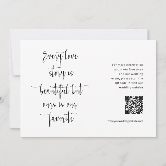 Sage エレガント Green QRコード写真の保存日付 招待状 (裏面)