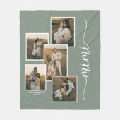 Sage パーソナライズされた Mimi Grandkid 5フォトコラージュ フリースブランケット (正面)