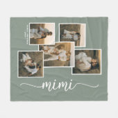 Sage パーソナライズされた Mimi Grandkid 5フォトコラージュ フリースブランケット (正面(横))