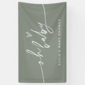 SAGE ミニマリスト オー ベイビー シャワー ウェルカム 横断幕 (縦)