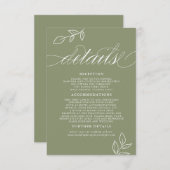 Sage ミニマル Leaf QRコードの結婚詳細 エンクロージャーカード (正面/裏面)