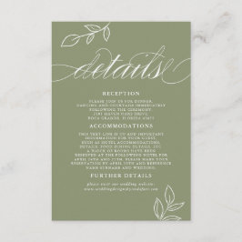 Sage ミニマル Leaf QRコードの結婚詳細 エンクロージャーカード