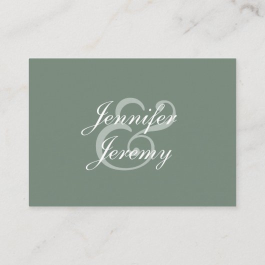 Sage モダン Green Whiteの結婚宿泊 エンクロージャーカード (裏面)