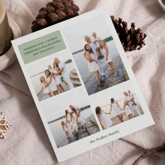 Sage モダン Neutral 4写真エレガント シーズンカード