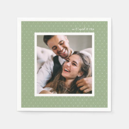 Sage モダン ScriptとChic Dotsの結婚写真 スタンダードカクテルナプキン