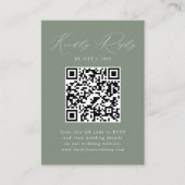 Sage モダンGreen QRコードRSVP エンクロージャーカード (正面)