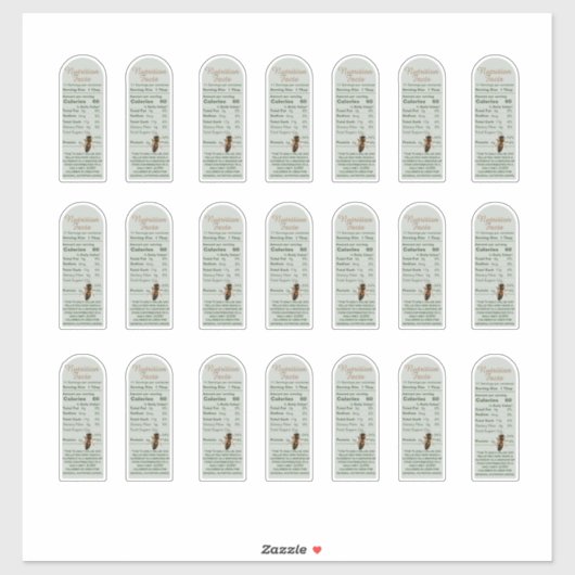 Sage 8 oz Muth Jar栄養ファクトとビービニル シール (シート)